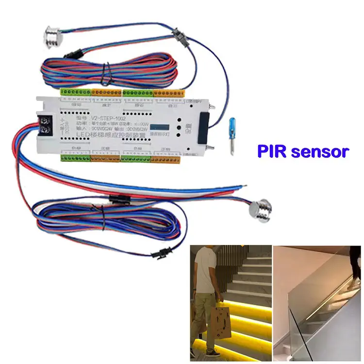 Iluminação de escadas led com sensor de movimento, detector de escada casa inteligente, controlador de sensor pir 32
