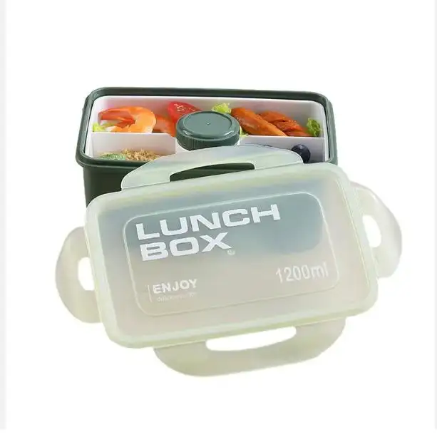 Peralatan makan dapur portabel, wadah makan siang Salad 1200ML, kapasitas besar BPA bebas BPA, kotak makan siang Salad dengan 4 kompartemen, anti bocor