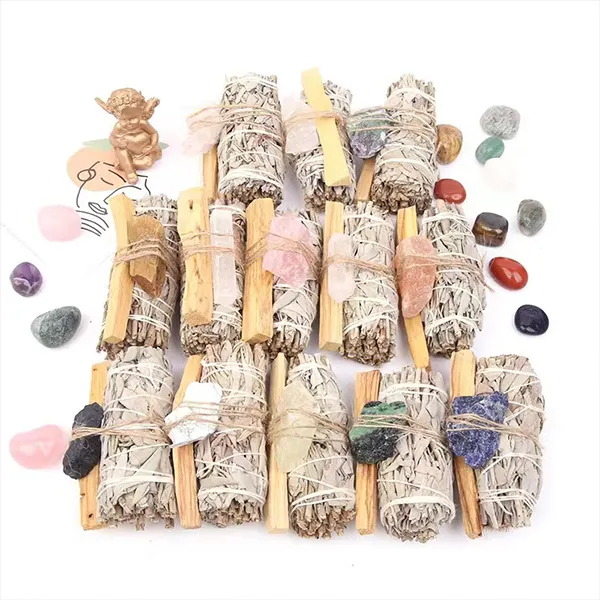 Wholesale Bulk California White Sage And Palo Santo Smudge Stick With Crystals For Gifts