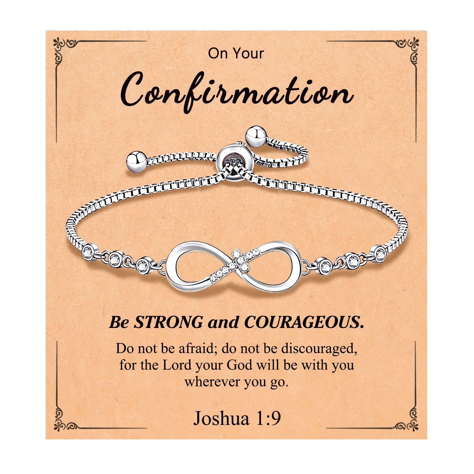 Confirmation card + infinity cross symbol bracelet