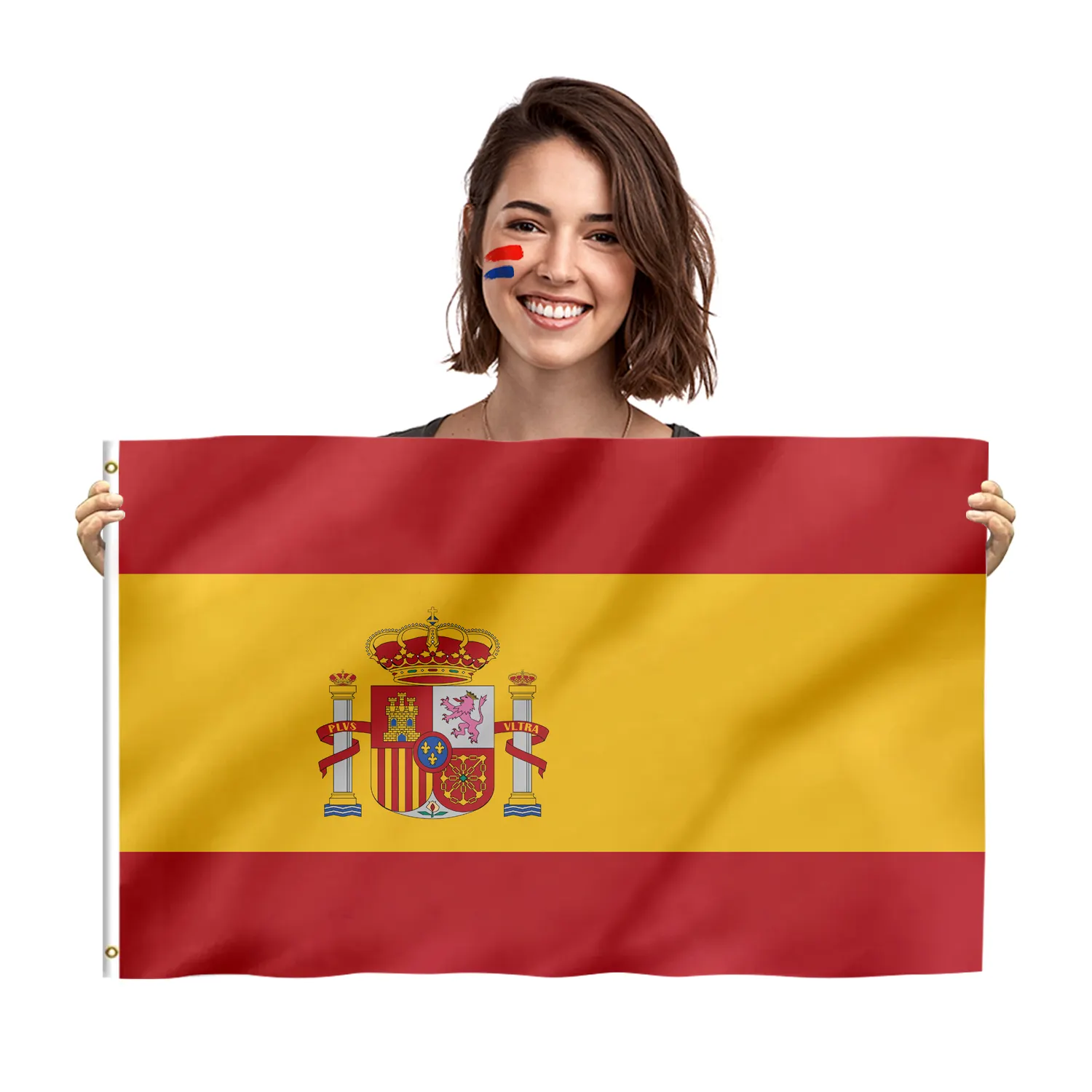 Produto promocional alta qualidade e barato atacado resistente ao calor 3x5 pés 100% poliéster bandeira espanhola personalizada