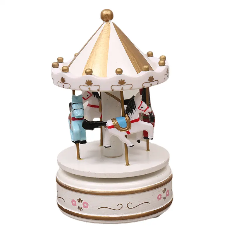 Décoration de boîte à musique de carrousel d'anniversaire gâteau décoré cadeau de cheval en bois
