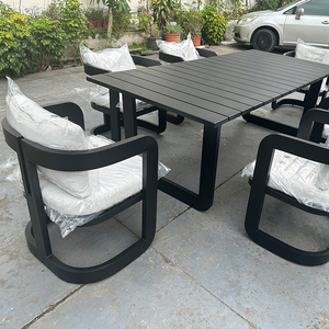 Hiện đại nhôm ngoài trời ăn uống đặt kim loại đồ nội thất sân vườn bao gồm bàn ăn và ghế cho Patio hoặc sân cho khách sạn - Product Image 4