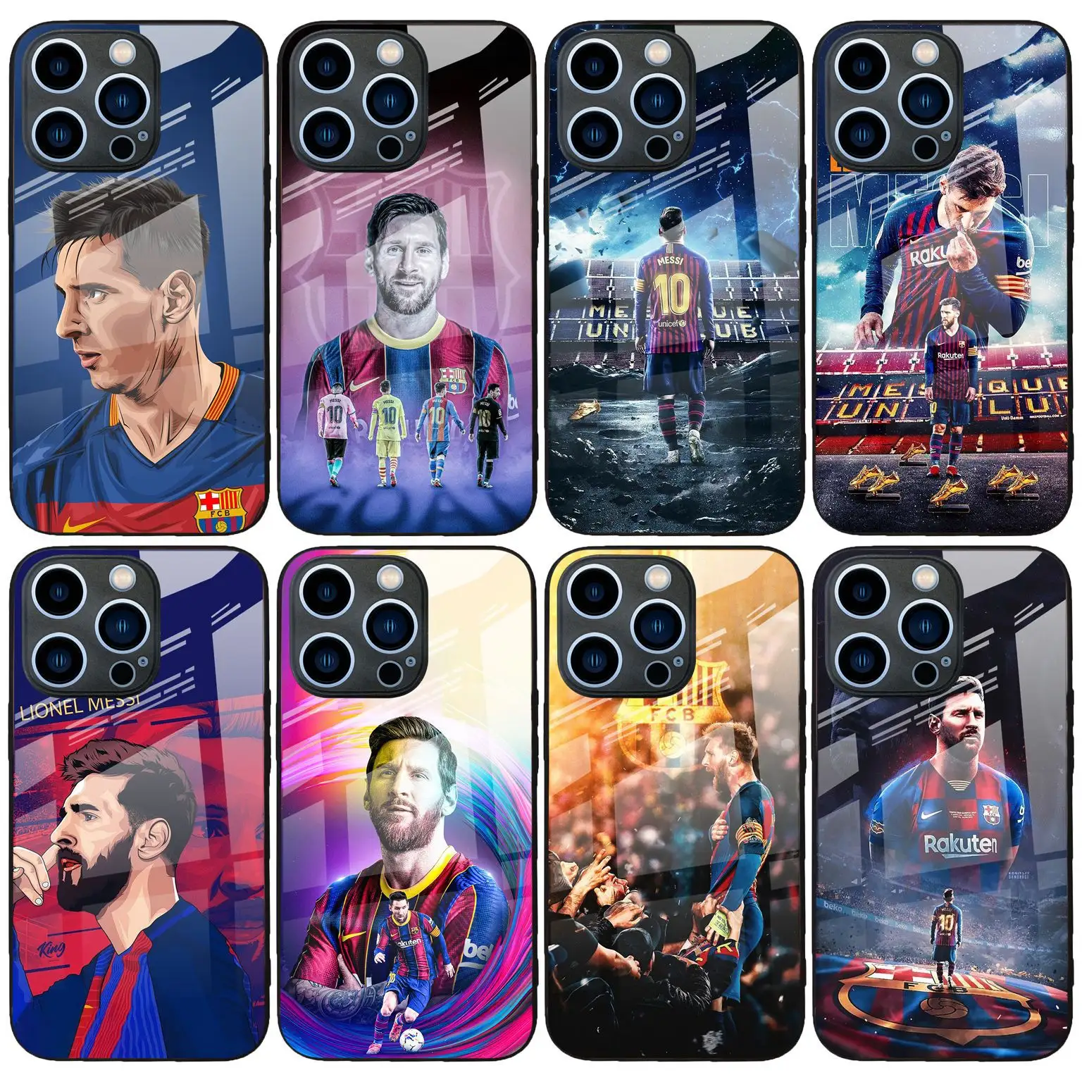 Capa de vidro personalizada para o iPhone Messi Messi 13 14 15 Pro Max Capa protetora para o Copo do Mundo de Futebol