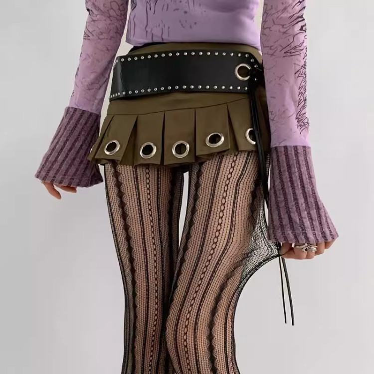 Diamond cable knit tights black