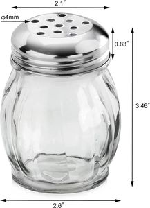 Stainless Steel Cheese Shaker with Slotted Top and Glass <strong>Spice</strong> <strong>Jars</strong> with Perforated Tops Set of <strong>2</strong> for Complete Seasoned Kitchen - Product Image 2