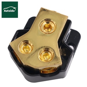Calibre 0/2/4 AWG Entrada de coche Calibre 4/8/10 Salida Amp Tierra Terminal de 2 vías Divisor de bloque de distribución de energía para Audio de barco automático