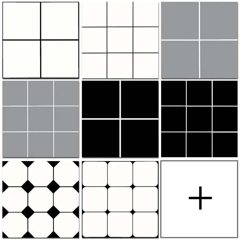 Azulejos de piso xadrez nórdicos 300*300, azulejos de parede em mosaico de mármore preto e branco, azulejos de porcelana branca para banheiro, preto fosco
