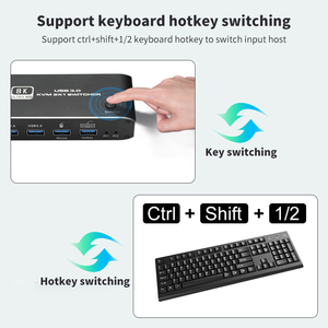 KVM切换器hdmi 2进1出8k电脑主机共享键盘鼠标显示支持无线鼠标键盘打印机 - Product Image 4