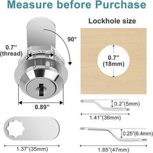 Toolbox <strong>Lock</strong> 5/8&quot; Cam Replacement <strong>Lock</strong> Hook Cam Keyed Tool Box <strong>Locks</strong> With <strong>Keys</strong> - Product Image 5