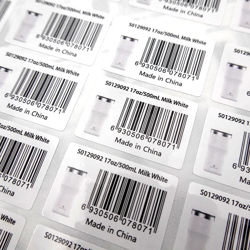 Adesivos de vinil da china, adesivos para criar etiquetas de código de barras design de etiquetas qr código de barras adesivo de pvc personalizado etiquetas de embalagem para produto