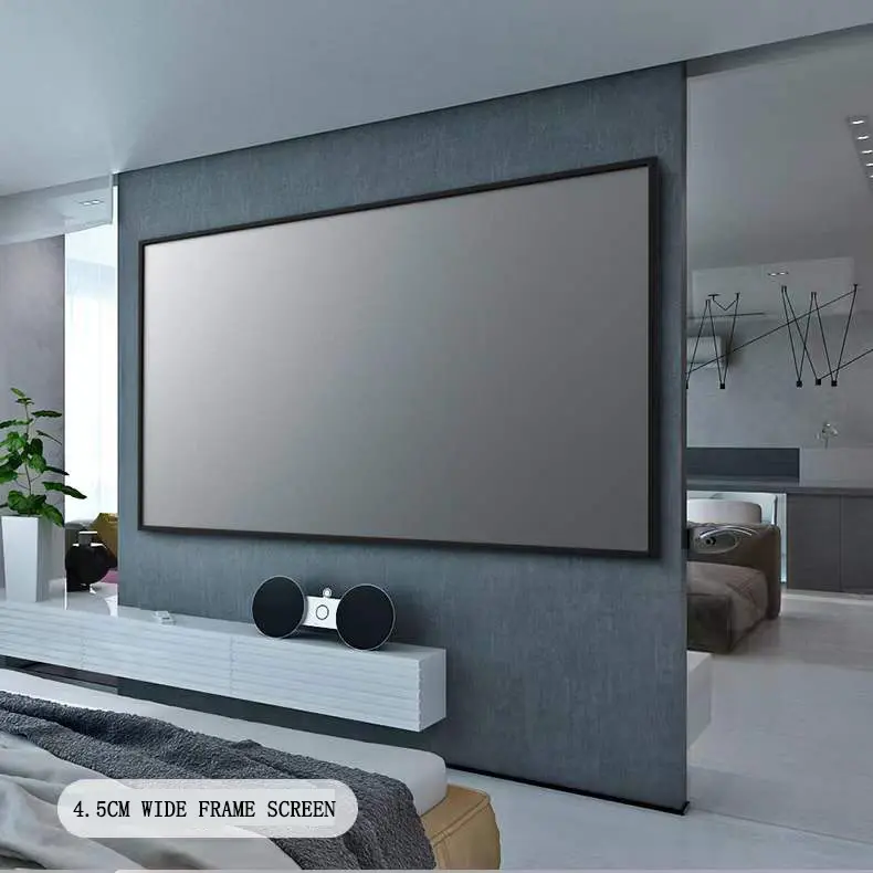 New Listing Wall Gray 60 72 84 100 120 150 Inch 16:9 Wide frame 4.5cm UST Alr Pet Fixed frame Projector Projection Screen