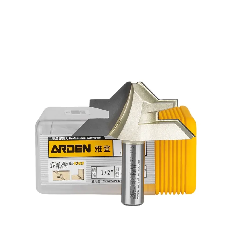 TUOKE ARDEN เครื่องมือทำงานไม้คาร์ไบด์,ตัดเมลามีน MDF ขายดี #0308 45-Lock Miter Bit Router Bit ชิ้นส่วนเครื่องมือ