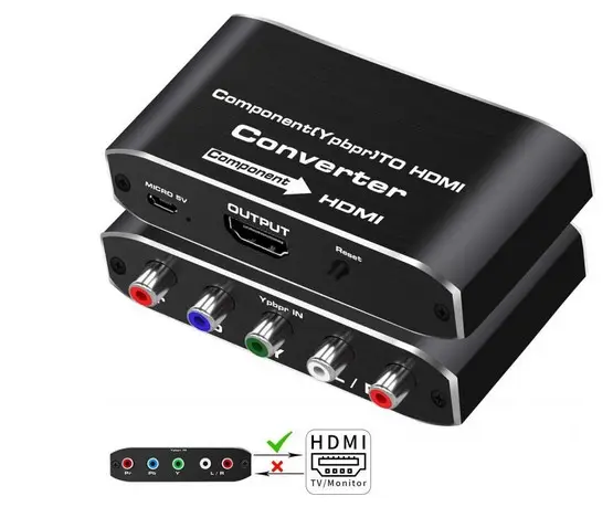 Komponen keluaran terbaik untuk HDM IYPbPr ke konverter HD 5RCA RGB ke adaptor konverter mendukung konverter Audio Video 1080P