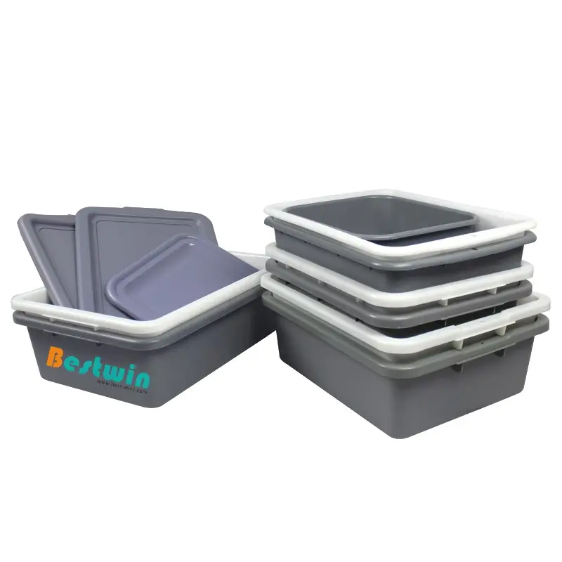 Commercial Kitchen Organization Restaurant Durable Plastic Tote Storage Container Wash Tub Basin Standard Utility Bus Box