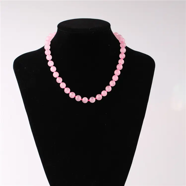 2024 hotsale preciosa joyería de cuarzo rosa piedra preciosa natural collar de cuarzo rosa collar de cuentas de piedra joyería para dama