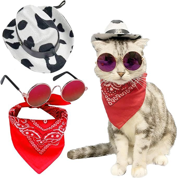Black White Red-Hat + glasses + bib set