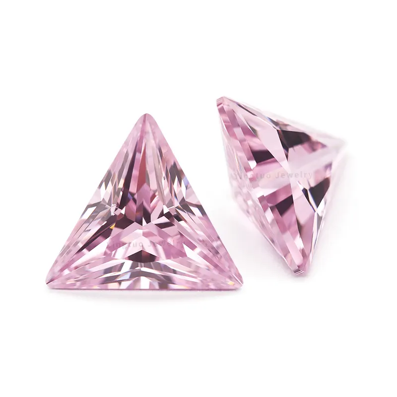 Pierres synthétiques CZ couleur rose zircone cubique 3*3mm 4*4mm 5*5mm Triangle coupe CZ pierres en vrac
