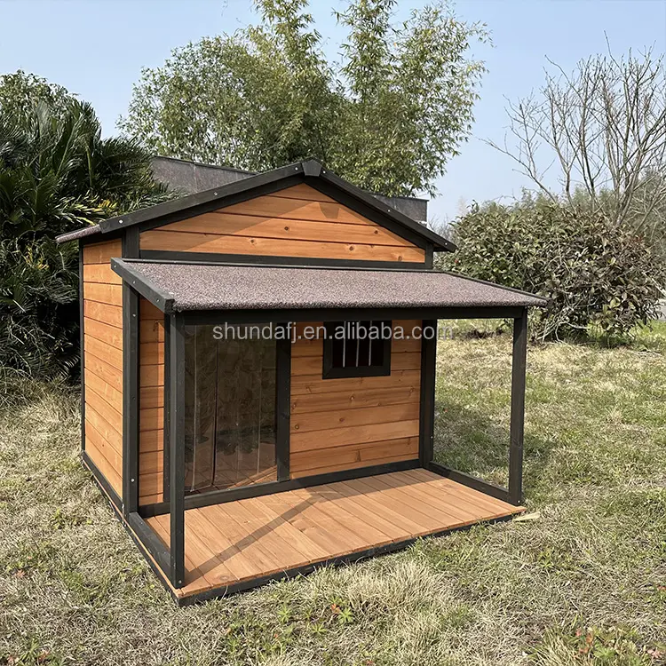 SDD026 Casa de cachorro ao ar livre canis de madeira para animais de estimação SHUNDA Impressão gaiolas, transportadoras e casas para animais de estimação lazer sustentável CN; FUJ