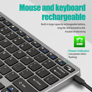 Combinación de teclado y ratón inalámbricos Bluetooth de 2,4G, combinación de ratón y teclado ultradelgado multidispositivo con 12 teclas de acceso rápido para Windows - Product Image 4