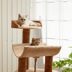 带刮擦坡道的大型猫树，带毛绒跳板柱的猫攀爬架，吊床，猫睡公寓 - Product Image 5