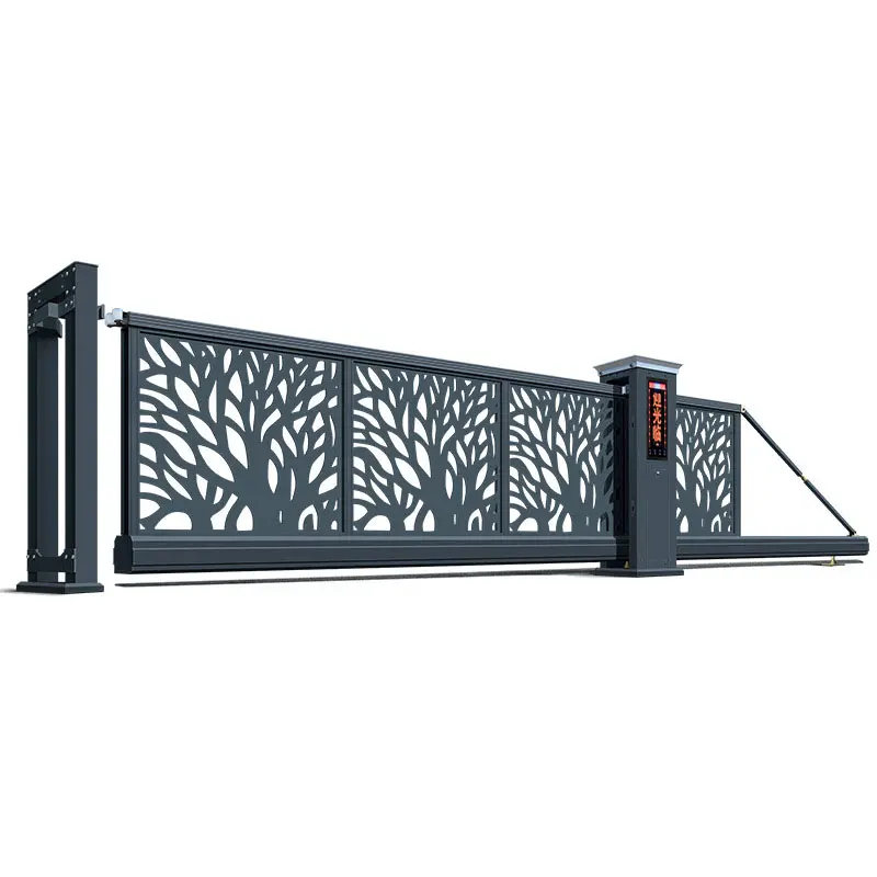 Cancello scorrevole automatico di design moderno di lusso ampiamente utilizzato con apriscatole a motore solare remoto