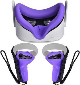 VR Accessories for Oculus <strong>Quest</strong> 2 Silicone Cover Kit Set Combination for <strong>Quest</strong> 2 Eye Mask Pad Controller Grips Cover Replacement - Product Image 5
