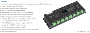 D24A 24CH Макс 2880 Вт постоянное напряжение RGB DMX512 & RDM декодер DMX мастер OLED цифровой дисплей PWM контроллер - Product Image 4