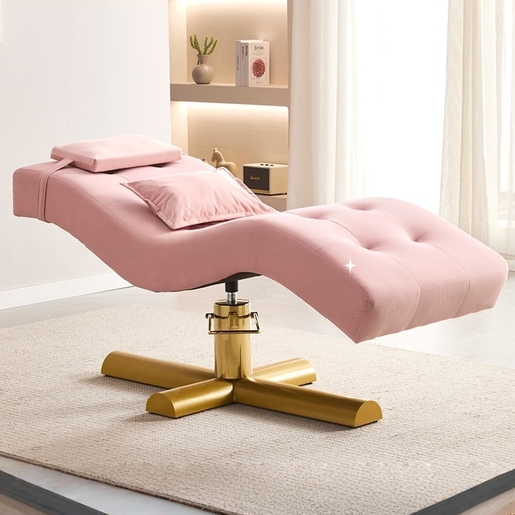 Velours rose + pieds dorés