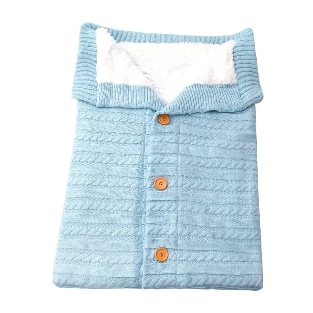ベビーボタン寝袋編み物とベルベット肥厚屋外ベビーカー寝袋赤ちゃん用