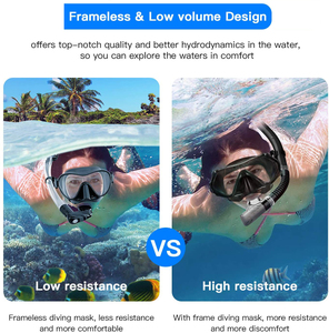 सर्वाधिक बिकने वाला टेम्पर्ड ग्लास लेंस डाइविंग स्नोर्कल मास्क स्कूबा डाइविंग मास्क और स्नोर्कल सेट - Product Image 6