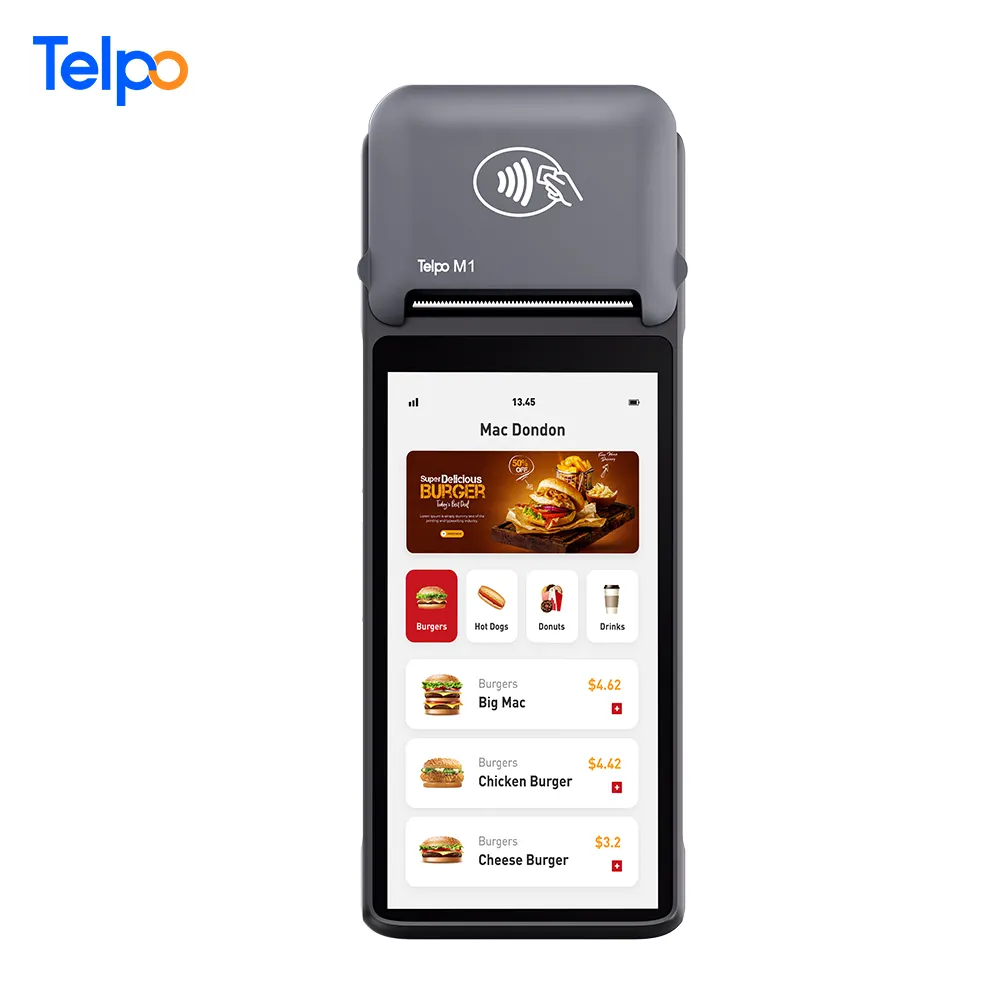 Dispositivo de mano para pago con tarjeta NFC, dispositivo de mano con pantalla táctil, tpv, android, tpe