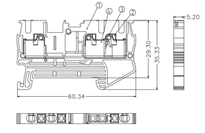PT 2.5-TWIN 3 Conductor Multi Level Feed Through Installation Copper <strong>Push</strong> in Twin DIN Rail Feed Through <strong>Spring</strong> <strong>Terminal</strong> <strong>Block</strong> - Product Image 5