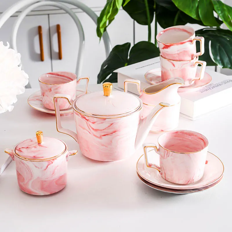 Nouvelle tasse en céramique de marbre de bonne qualité avec garniture dorée tasse et soucoupe de luxe tasses à thé et soucoupe personnalisées