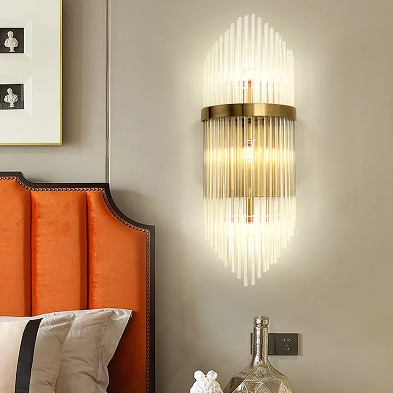 Yeni stil lüks K9 altın kristal duvar aplikleri Modern fener eski iç Led duvar lambaları