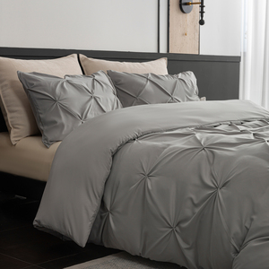 Nữ Hoàng Kích Thước Comforter Set Grey Giường Gentlesoft Pintuck Giường Thiết Lập Tất Cả Các Mùa Comforter Tấm Vỏ Gối Shams Quà Tặng Cho Gia Đình - Product Image 2