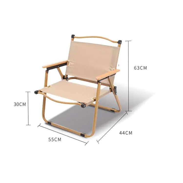 2023 sedia da spiaggia in venature del legno di alta qualità sedia pieghevole in Kermit con struttura in alluminio leggero