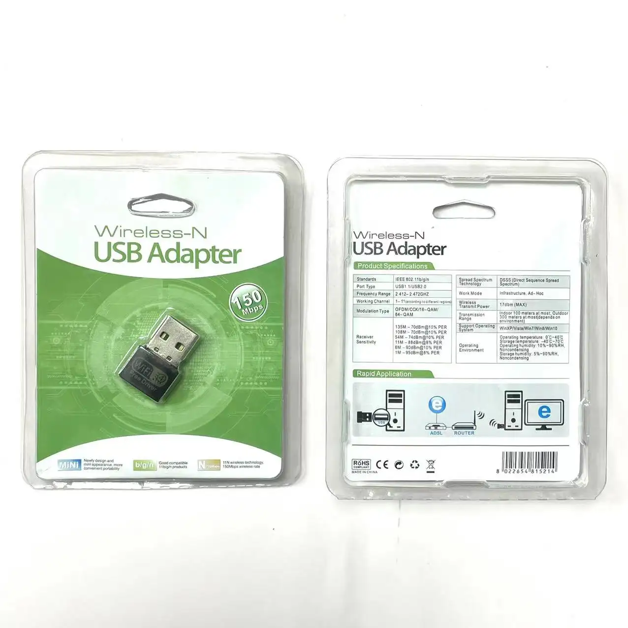 Горячая продажа модель без драйвера, 150 Мбит/с беспроводной-N USB wifi мини-адаптер
