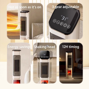 FIEEMOO 2000W potenza 12 ore funzione Timer portatile PTC ceramica elettrica termoventilatore con 3D effetto fiamma telecomando - Product Image 5