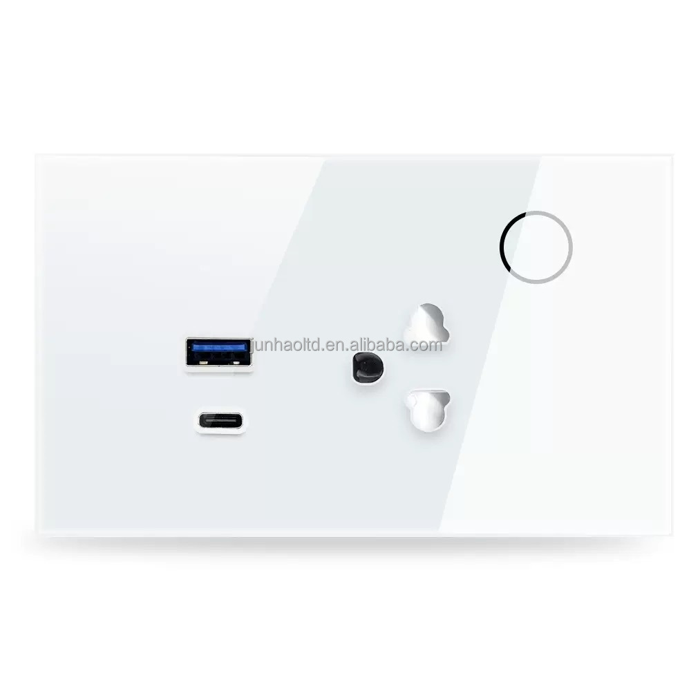 Tuya Zigbee - Enchufe tailandés con USB - Panel de vidrio