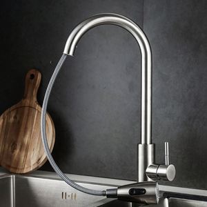 2023 Modern <strong>Cheap</strong> Kitchen Hot and Cold Faucet 2 Function Pull Down Stainless Steel Sink <strong>Mixer</strong> Kitchen Faucet - Product Image 3