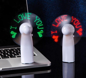 Mini ventilador portátil con pantalla LED programable, mensaje personalizado, batería eléctrica de mano para coche, uso al aire libre, hecho de plástico duradero