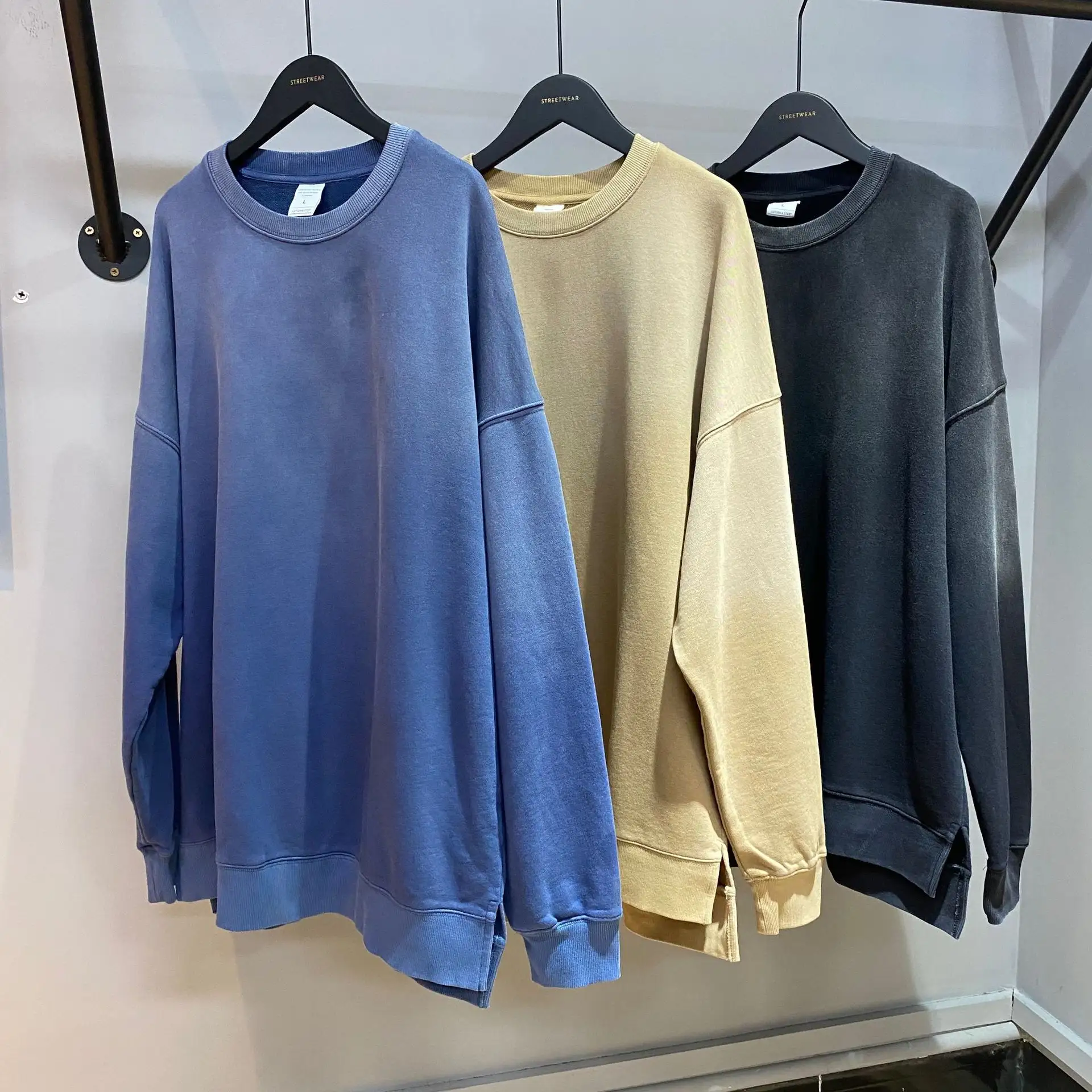 Sweat-shirt vintage oversize en coton délavé sans capuche