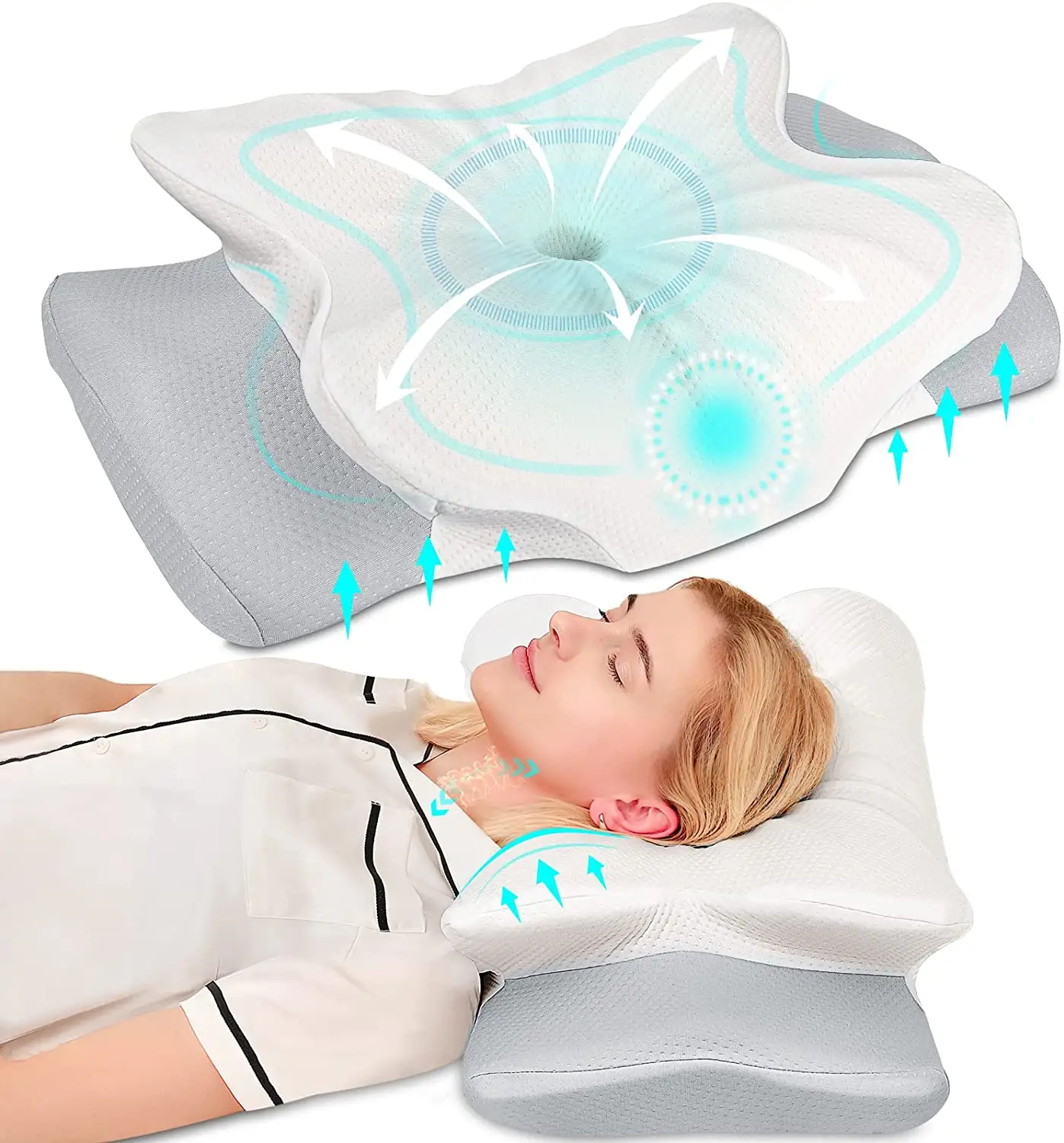 Pulatree Ergonomic Cervical Pillow For Sleeping Orthopedic Support Pillows Odorless Contour Neck Pain Memory Foam Pillow