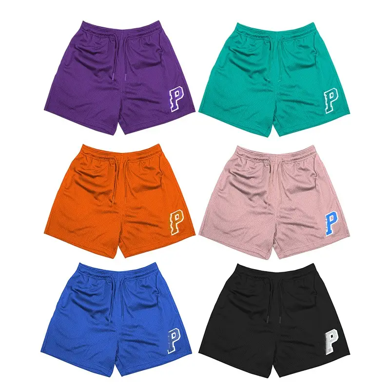 Blanco Groothandel Custom Mannen Basketbalshorts 100% Polyester Mesh Gym Workout Plus Size Heren Shorts
