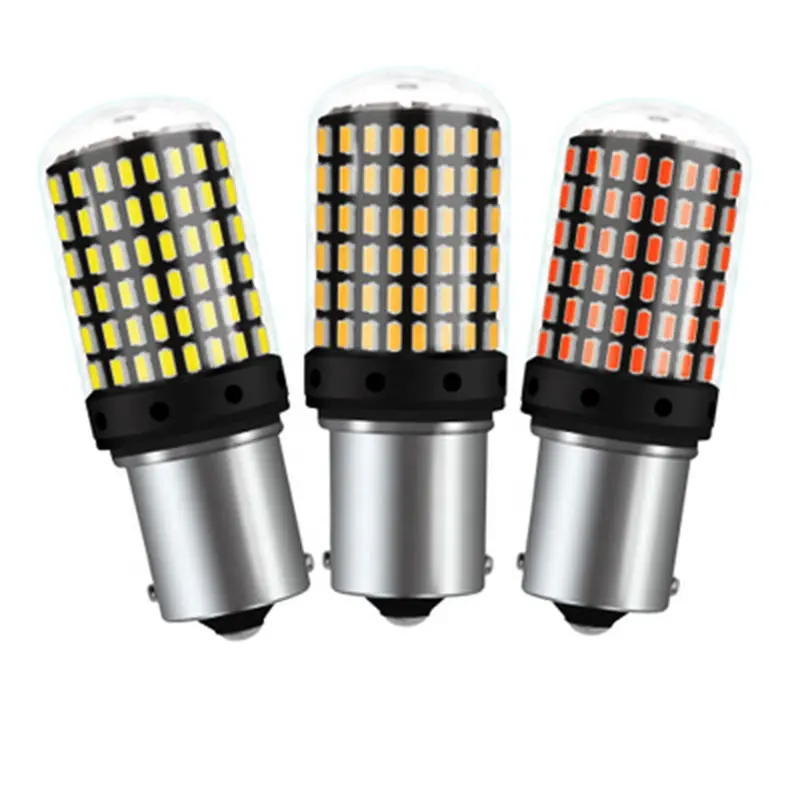 Led في canbus s25 led 144led s25 led 3014 كهرمان أحمر سيارة إشارة