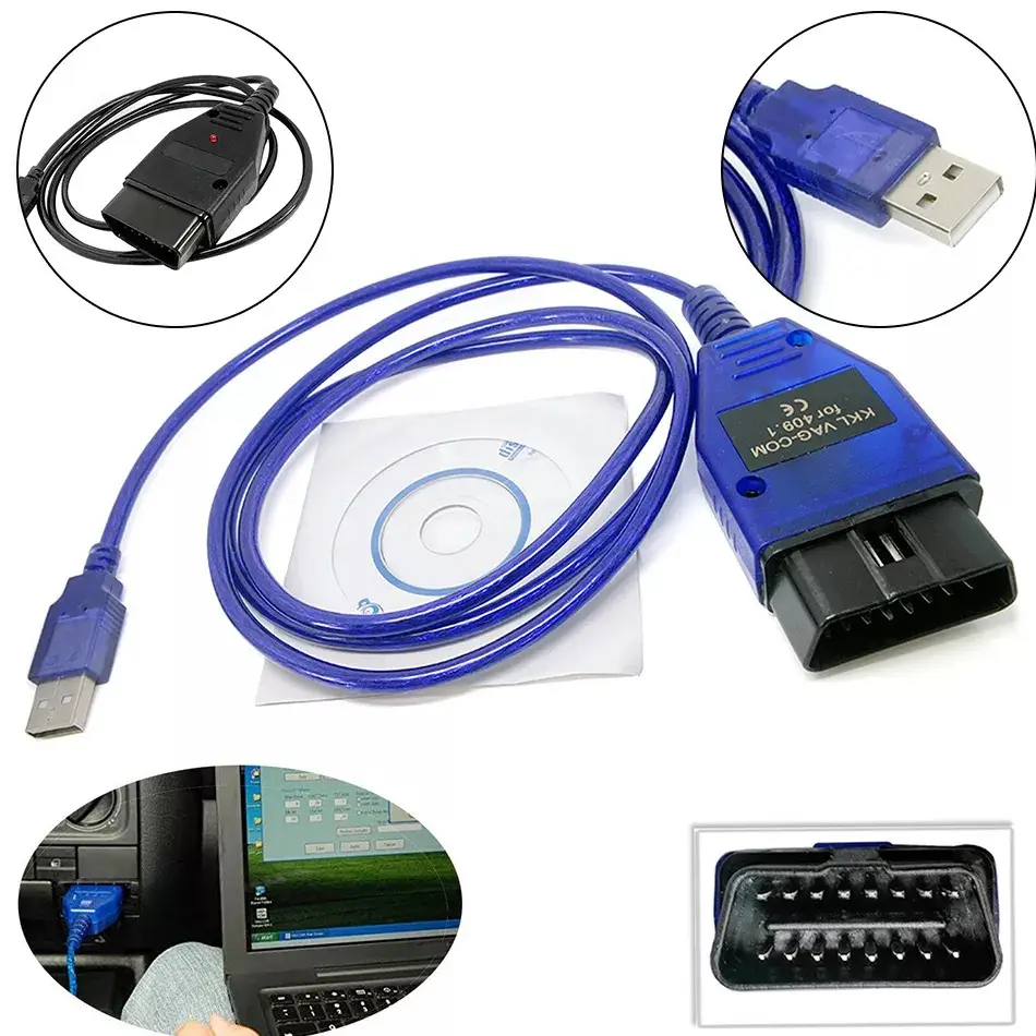 VAG-COM-Cable de diagnóstico OBD2, interfaz de escáner USB para VW, Audi, Seat, Volkswagen