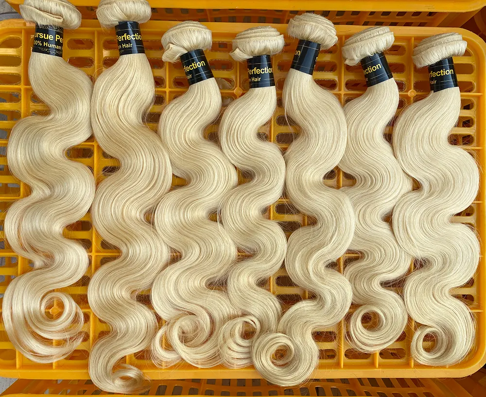 Mèches de cheveux péruviens vierges de qualité 10a, blond 613, fournisseur de cheveux Remy péruviens, cheveux humains de dubaï