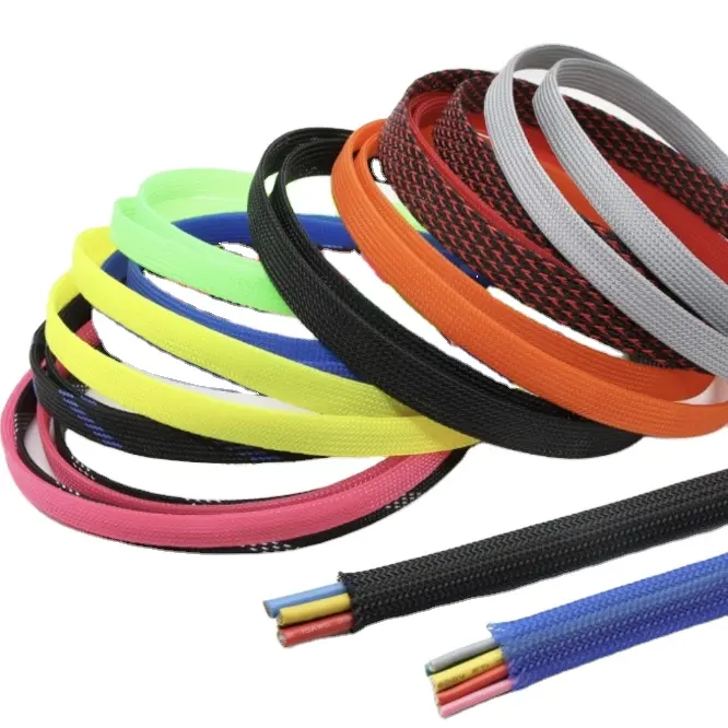 OEM lengan kabel kepang bisa diperbesar untuk hewan peliharaan kawat harnes alat tenun pembungkus Saluran