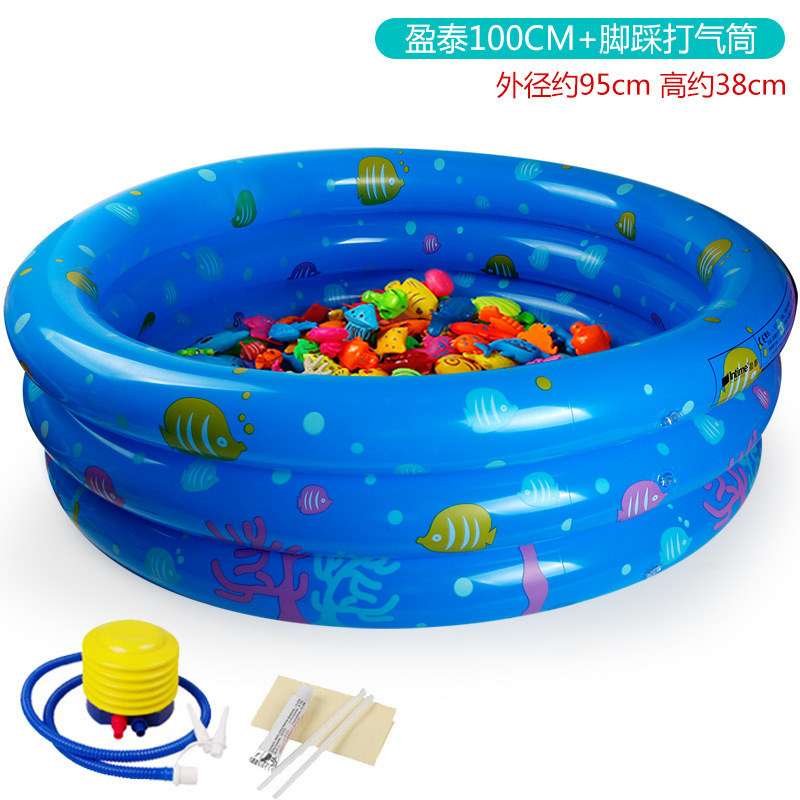Piscina inflable con fondo de burbujas de tres capas azul de 100 CM